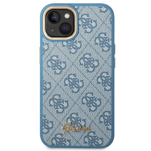 Кейс Guess GUHCP14SHG4SHB за iPhone 14 6.1", син / син, твърд, 4G Vintage Gold Logo