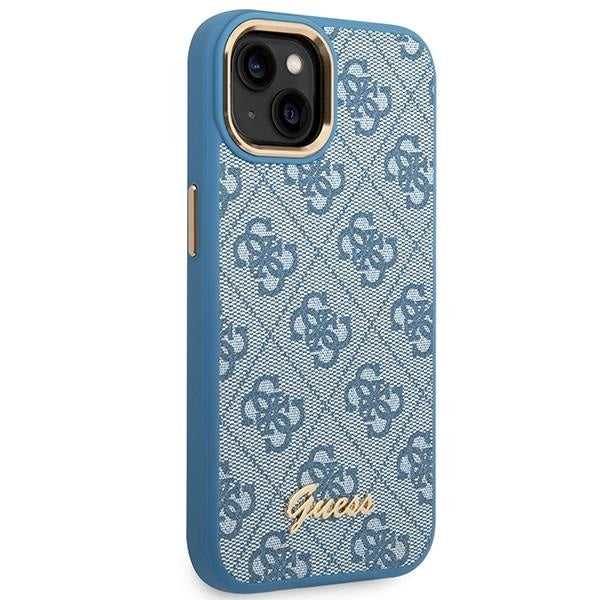 Кейс Guess GUHCP14SHG4SHB за iPhone 14 6.1", син / син, твърд, 4G Vintage Gold Logo