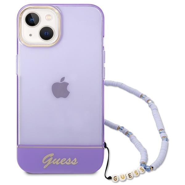 Кейс Guess GUHCP14SHGCOHU за iPhone 14 6.1", лилав / лилав, твърд, Translucent Pearl Strap