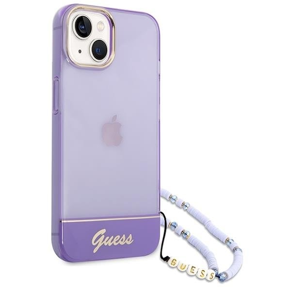 Кейс Guess GUHCP14SHGCOHU за iPhone 14 6.1", лилав / лилав, твърд, Translucent Pearl Strap
