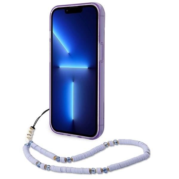 Кейс Guess GUHCP14SHGCOHU за iPhone 14 6.1", лилав / лилав, твърд, Translucent Pearl Strap