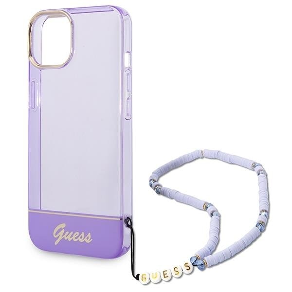 Кейс Guess GUHCP14SHGCOHU за iPhone 14 6.1", лилав / лилав, твърд, Translucent Pearl Strap
