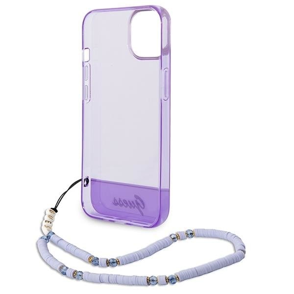Кейс Guess GUHCP14SHGCOHU за iPhone 14 6.1", лилав / лилав, твърд, Translucent Pearl Strap