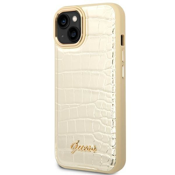 Кейс Guess GUHCP14SHGCRHD за iPhone 14 6.1", златен / златен, твърд, Croco Collection