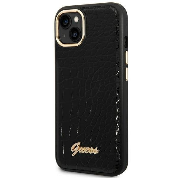 Кейс Guess GUHCP14SHGCRHK за iPhone 14 6.1", черен / черен, твърд, Croco Collection