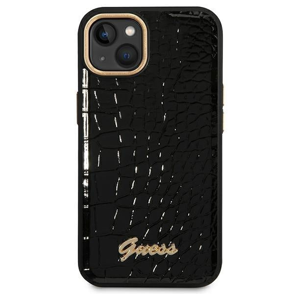Кейс Guess GUHCP14SHGCRHK за iPhone 14 6.1", черен / черен, твърд, Croco Collection