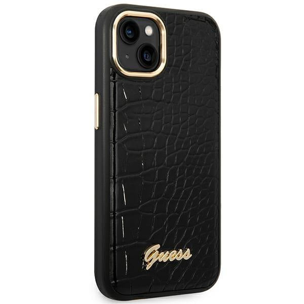 Кейс Guess GUHCP14SHGCRHK за iPhone 14 6.1", черен / черен, твърд, Croco Collection