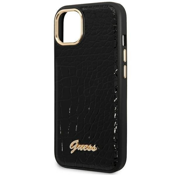Кейс Guess GUHCP14SHGCRHK за iPhone 14 6.1", черен / черен, твърд, Croco Collection