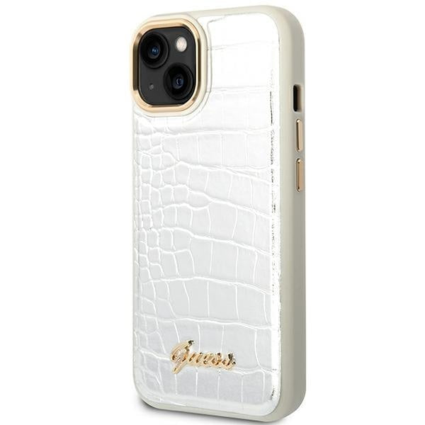 Кейс Guess GUHCP14SHGCRHS за iPhone 14 6.1", сребърен / сребърен, твърд, Croco Collection