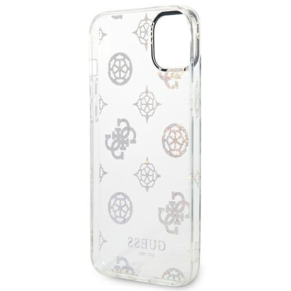 Кейс Guess GUHCP14SHTPPTH за iPhone 14 6.1", прозрачен / прозрачен, твърд, Peony Glitter