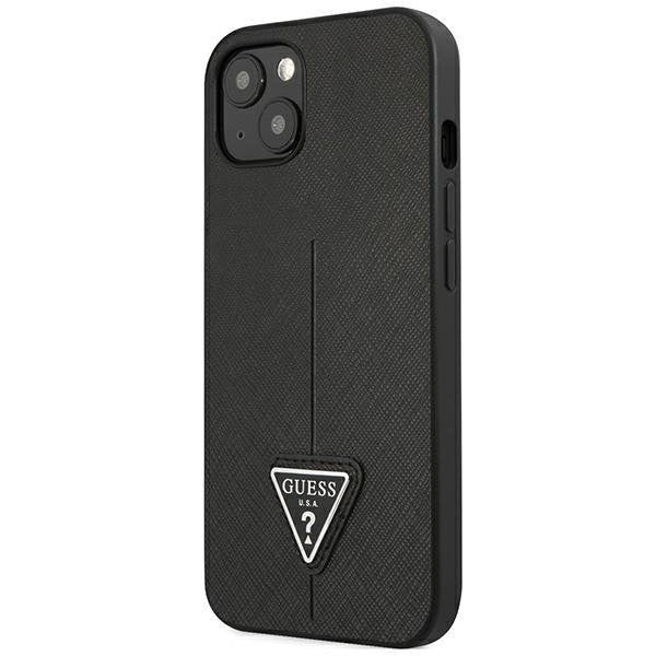 Кейс Guess GUHCP14SPSATLK за iPhone 14 6.1", черен / черен, твърд, SaffianoTriangle Logo