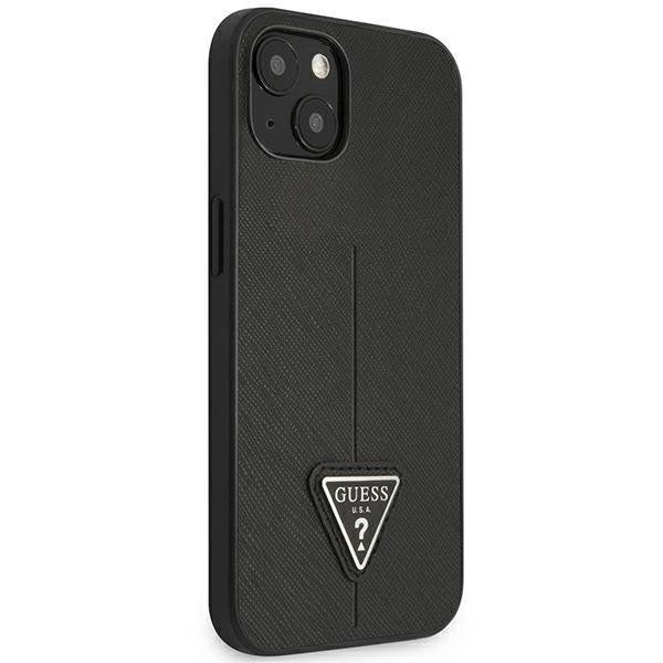 Кейс Guess GUHCP14SPSATLK за iPhone 14 6.1", черен / черен, твърд, SaffianoTriangle Logo
