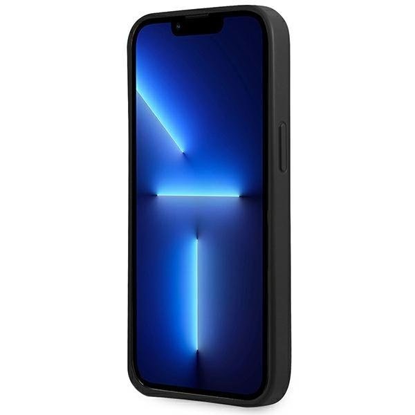 Кейс Guess GUHCP14SPSATLK за iPhone 14 6.1", черен / черен, твърд, SaffianoTriangle Logo