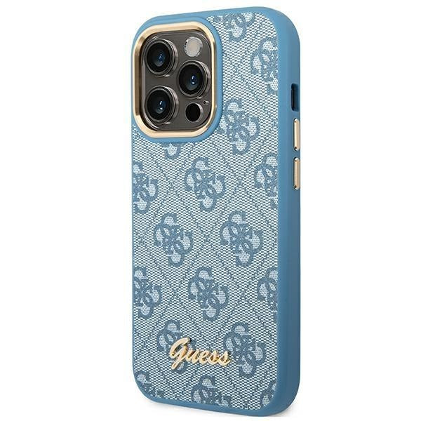 Кейс Guess GUHCP14XHG4SHB за iPhone 14 Pro Max 6.7", син / син, твърд, 4G Vintage Gold Logo