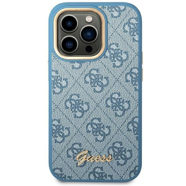 Кейс Guess GUHCP14XHG4SHB за iPhone 14 Pro Max 6.7", син / син, твърд, 4G Vintage Gold Logo
