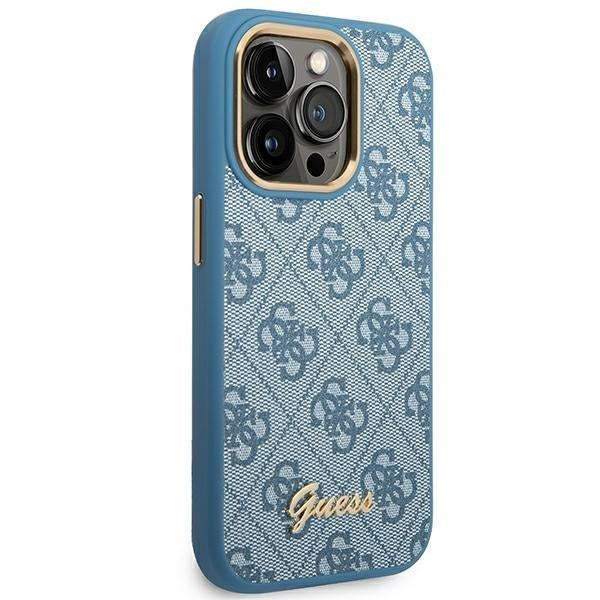Кейс Guess GUHCP14XHG4SHB за iPhone 14 Pro Max 6.7", син / син, твърд, 4G Vintage Gold Logo