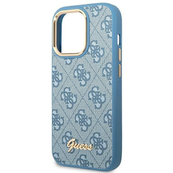 Кейс Guess GUHCP14XHG4SHB за iPhone 14 Pro Max 6.7", син / син, твърд, 4G Vintage Gold Logo