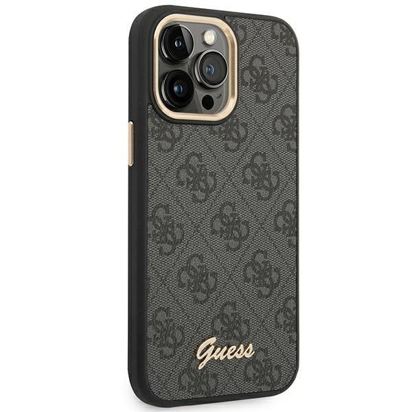 Кейс Guess GUHCP14XHG4SHK за iPhone 14 Pro Max 6.7", черен / черен, твърд, 4G Vintage Gold Logo