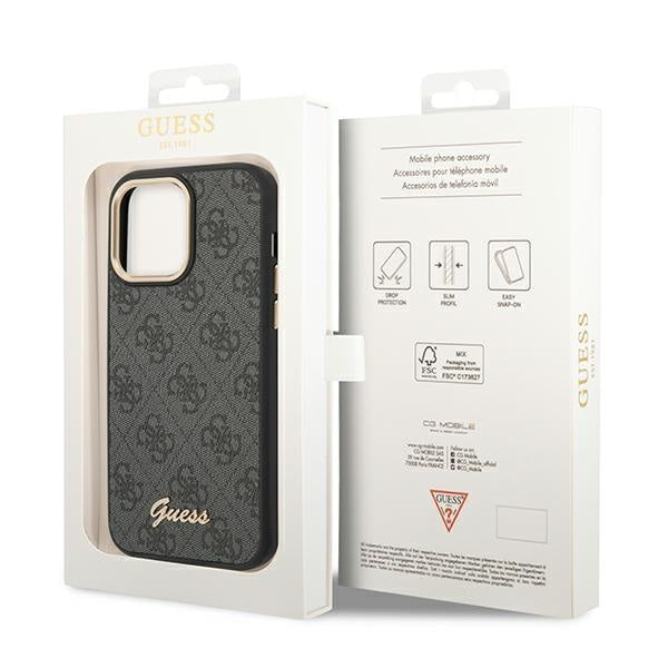 Кейс Guess GUHCP14XHG4SHK за iPhone 14 Pro Max 6.7", черен / черен, твърд, 4G Vintage Gold Logo