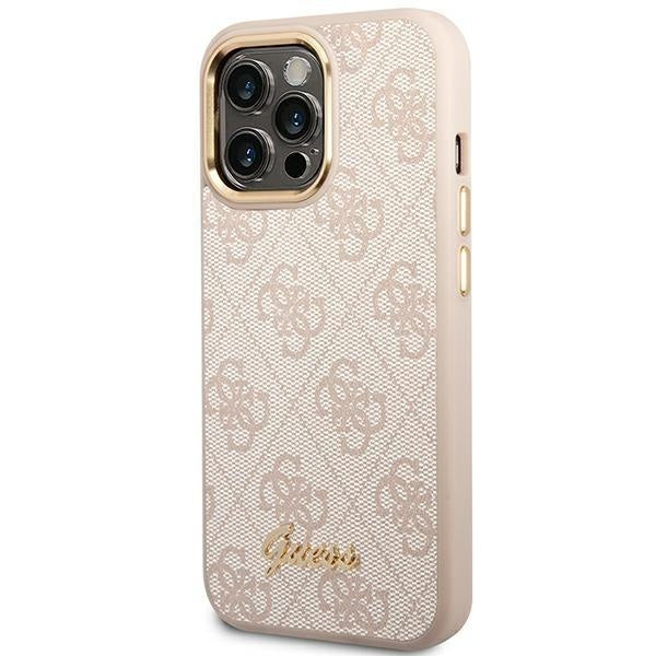 Кейс Guess GUHCP14XHG4SHP за iPhone 14 Pro Max 6.7", розов / розов, твърд, 4G Vintage Gold Logo