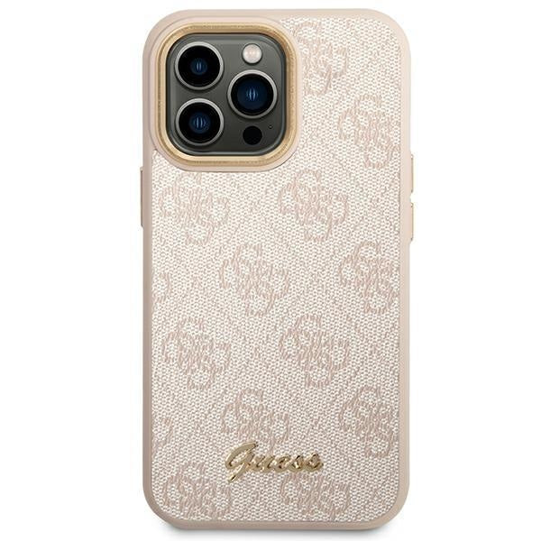 Кейс Guess GUHCP14XHG4SHP за iPhone 14 Pro Max 6.7", розов / розов, твърд, 4G Vintage Gold Logo