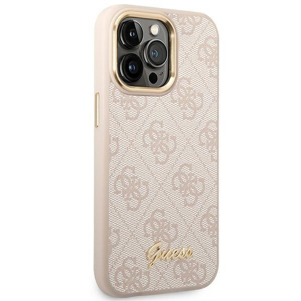 Кейс Guess GUHCP14XHG4SHP за iPhone 14 Pro Max 6.7", розов / розов, твърд, 4G Vintage Gold Logo