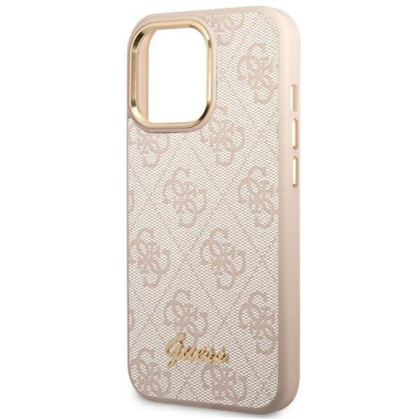 Кейс Guess GUHCP14XHG4SHP за iPhone 14 Pro Max 6.7", розов / розов, твърд, 4G Vintage Gold Logo