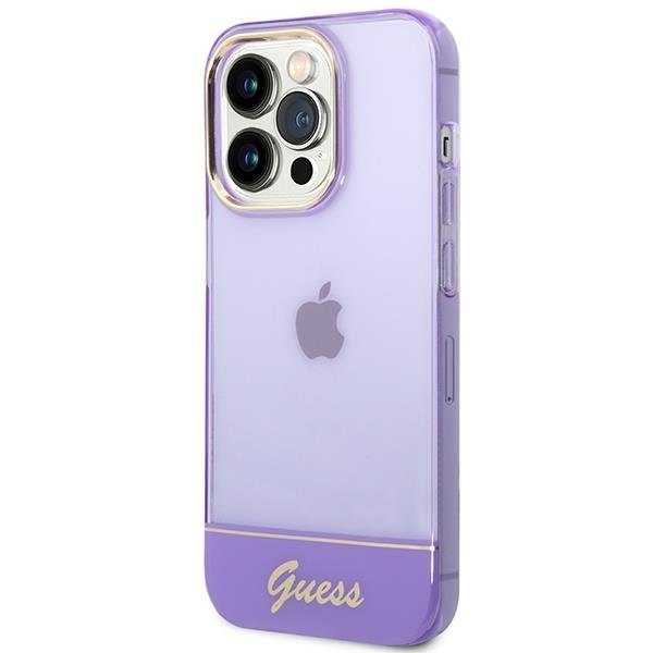 Кейс Guess GUHCP14XHGCOU за iPhone 14 Pro Max 6.7", лилав / лилав, твърд, Translucent