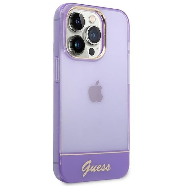 Кейс Guess GUHCP14XHGCOU за iPhone 14 Pro Max 6.7", лилав / лилав, твърд, Translucent