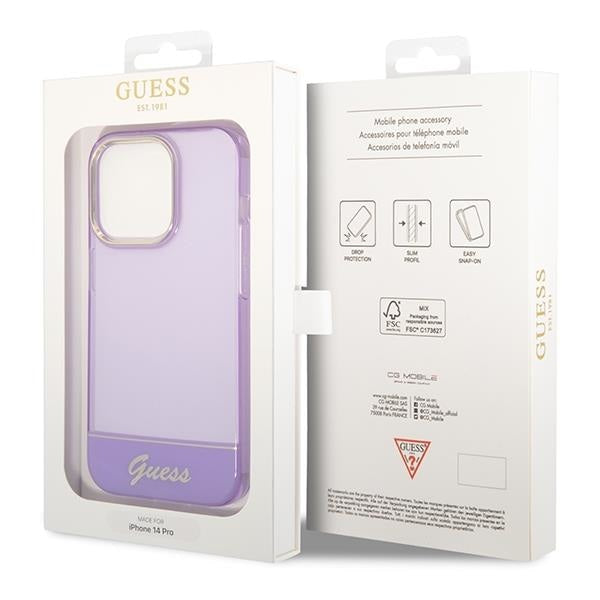 Кейс Guess GUHCP14XHGCOU за iPhone 14 Pro Max 6.7", лилав / лилав, твърд, Translucent