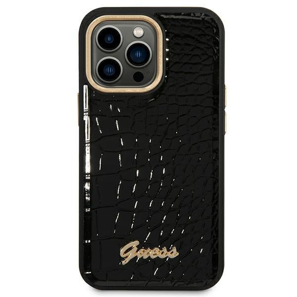 Кейс Guess GUHCP14XHGCRHK за iPhone 14 Pro Max 6,7", черен / черен, твърд, Croco Collection