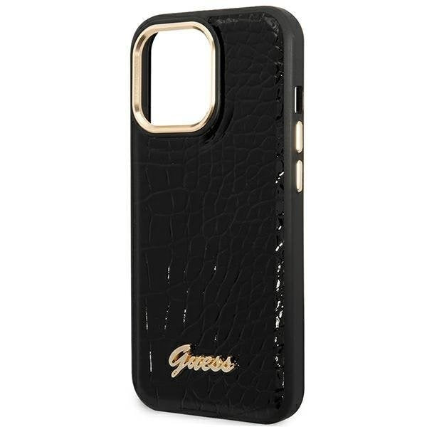 Кейс Guess GUHCP14XHGCRHK за iPhone 14 Pro Max 6,7", черен / черен, твърд, Croco Collection