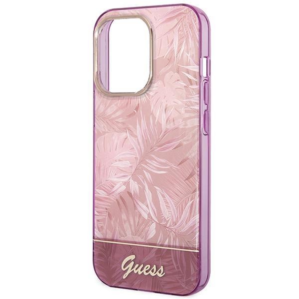 Кейс Guess GUHCP14XHGJGHP за iPhone 14 Pro Max 6.7", розов / розов, твърд, Jungle Collection