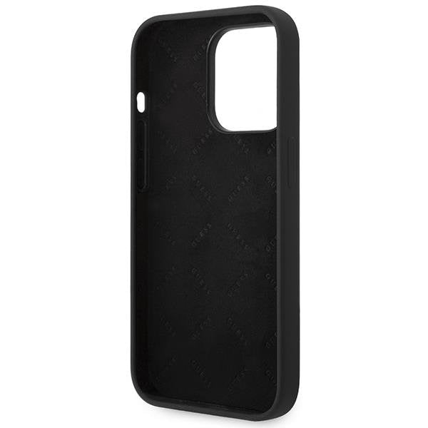 Кейс Guess GUHCP14XSLSMK за iPhone 14 Pro Max 6.7", черен / черен, твърд, Silicone Vintage Gold Logo