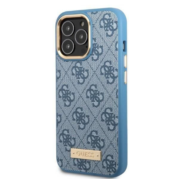 Кейс Guess GUHMP13LU4GPRB за iPhone 13 Pro / 13 6.1", син / син, твърд, 4G Logo Plate MagSafe