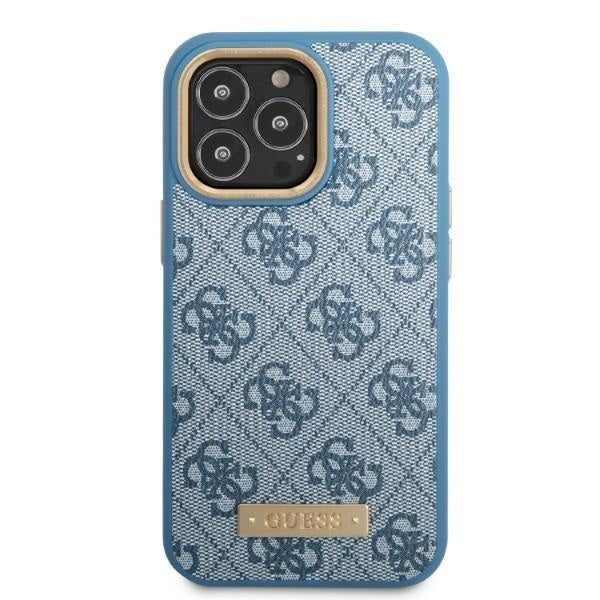Кейс Guess GUHMP13LU4GPRB за iPhone 13 Pro / 13 6.1", син / син, твърд, 4G Logo Plate MagSafe