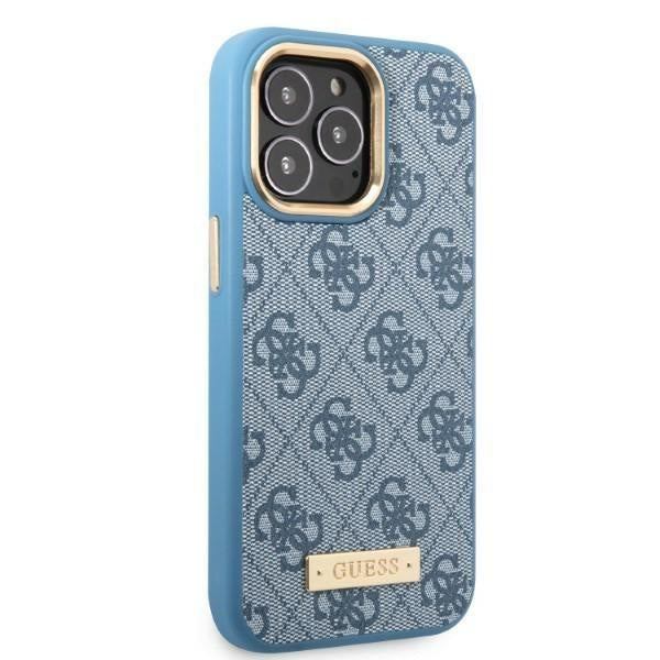 Кейс Guess GUHMP13LU4GPRB за iPhone 13 Pro / 13 6.1", син / син, твърд, 4G Logo Plate MagSafe