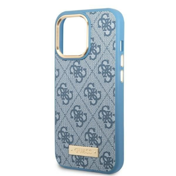 Кейс Guess GUHMP13LU4GPRB за iPhone 13 Pro / 13 6.1", син / син, твърд, 4G Logo Plate MagSafe