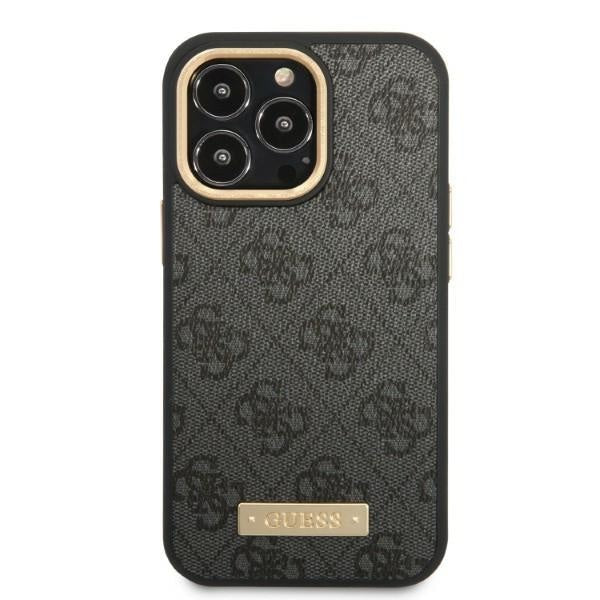 Кейс Guess GUHMP13LU4GPRK за iPhone 13 Pro / 13 6.1", черен / черен, твърд, 4G Logo Plate MagSafe