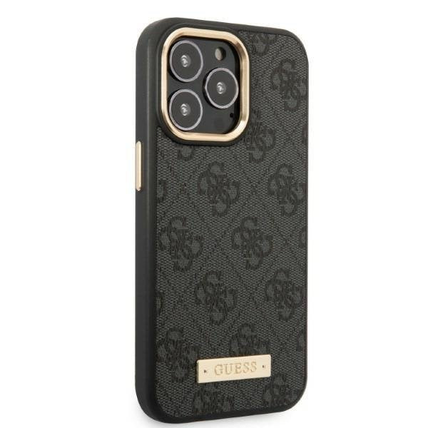 Кейс Guess GUHMP13LU4GPRK за iPhone 13 Pro / 13 6.1", черен / черен, твърд, 4G Logo Plate MagSafe