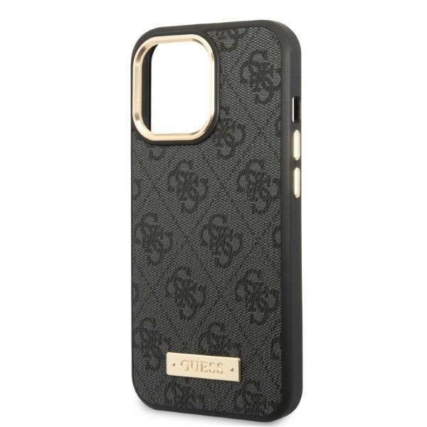 Кейс Guess GUHMP13LU4GPRK за iPhone 13 Pro / 13 6.1", черен / черен, твърд, 4G Logo Plate MagSafe