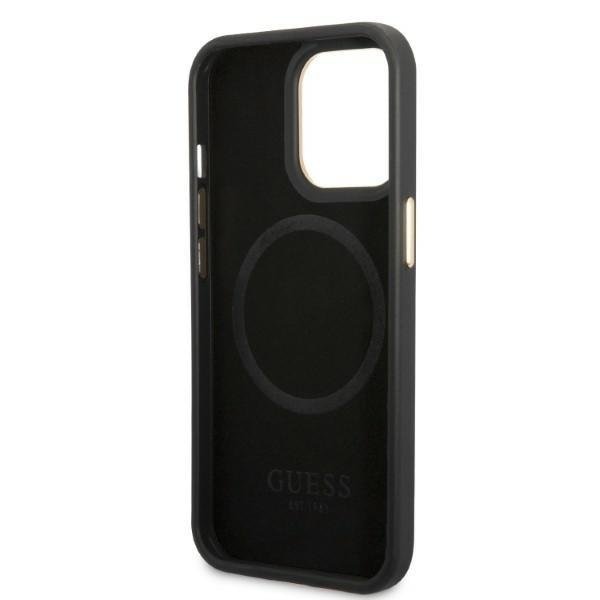 Кейс Guess GUHMP13LU4GPRK за iPhone 13 Pro / 13 6.1", черен / черен, твърд, 4G Logo Plate MagSafe