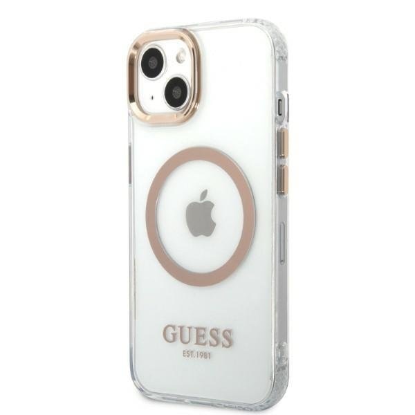 Кейс Guess GUHMP13MHTRMD за iPhone 13 6.1", златен / златен, твърд, Metal Outline Magsafe