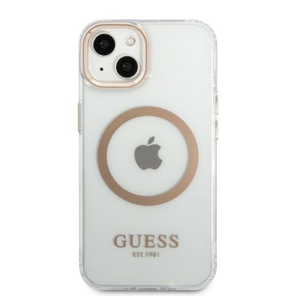 Кейс Guess GUHMP13MHTRMD за iPhone 13 6.1", златен / златен, твърд, Metal Outline Magsafe