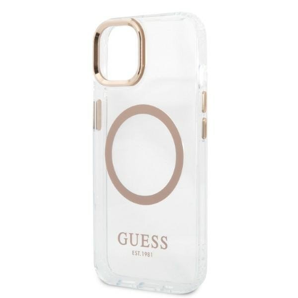 Кейс Guess GUHMP13MHTRMD за iPhone 13 6.1", златен / златен, твърд, Metal Outline Magsafe