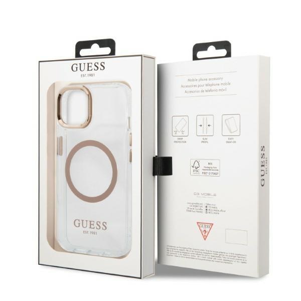 Кейс Guess GUHMP13MHTRMD за iPhone 13 6.1", златен / златен, твърд, Metal Outline Magsafe