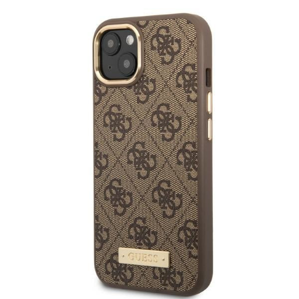 Кейс Guess GUHMP13MU4GPRW за iPhone 13 6.1", кафяв / кафяв, твърд, 4G Logo Plate MagSafe