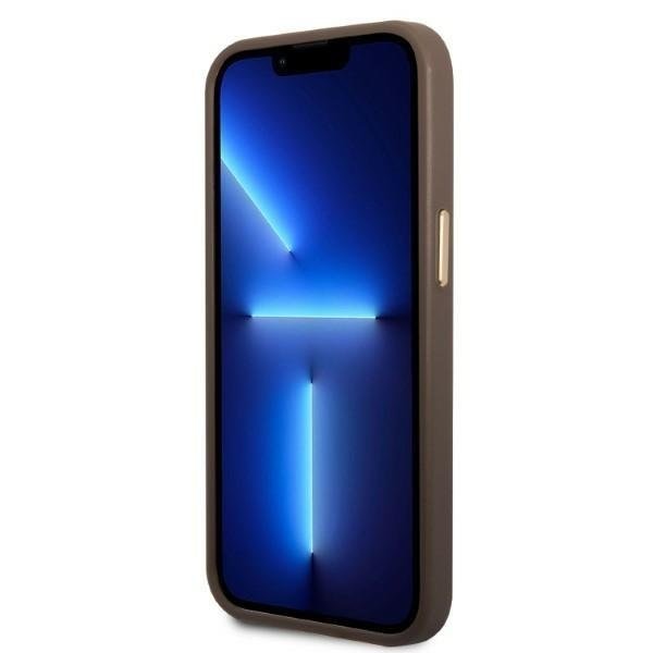 Кейс Guess GUHMP13MU4GPRW за iPhone 13 6.1", кафяв / кафяв, твърд, 4G Logo Plate MagSafe