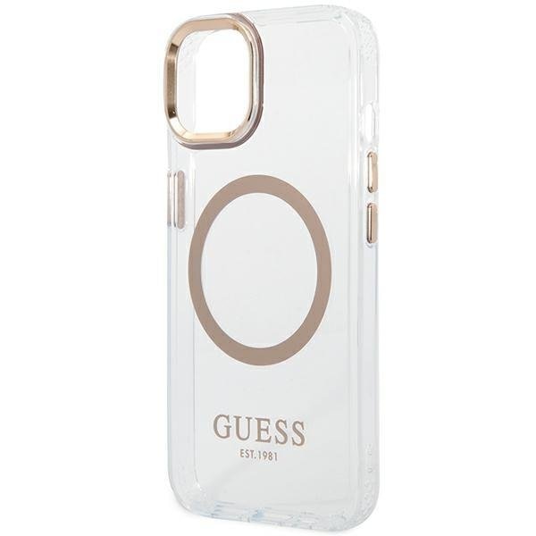 Кейс Guess GUHMP14MHTRMD за iPhone 14 Plus 6.7", златен / златен, твърд, Metal Outline Magsafe