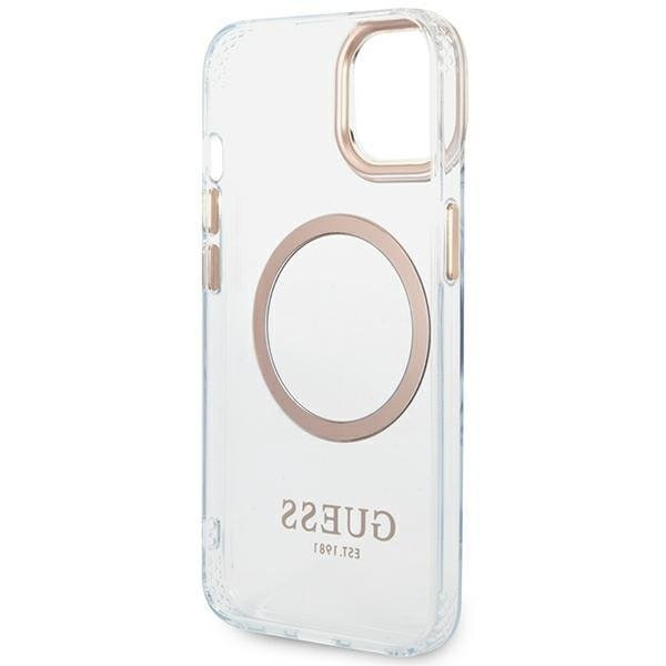 Кейс Guess GUHMP14MHTRMD за iPhone 14 Plus 6.7", златен / златен, твърд, Metal Outline Magsafe